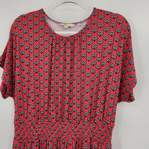 Boden Radish Geo Jersey Midi Dress Elastic Waist Short Sleeve Size 16P Petite - Picture 2 of 9